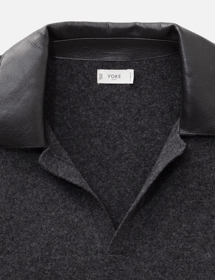 Extra Super Fine Wool Leather-Trimmed Skipper Sweater