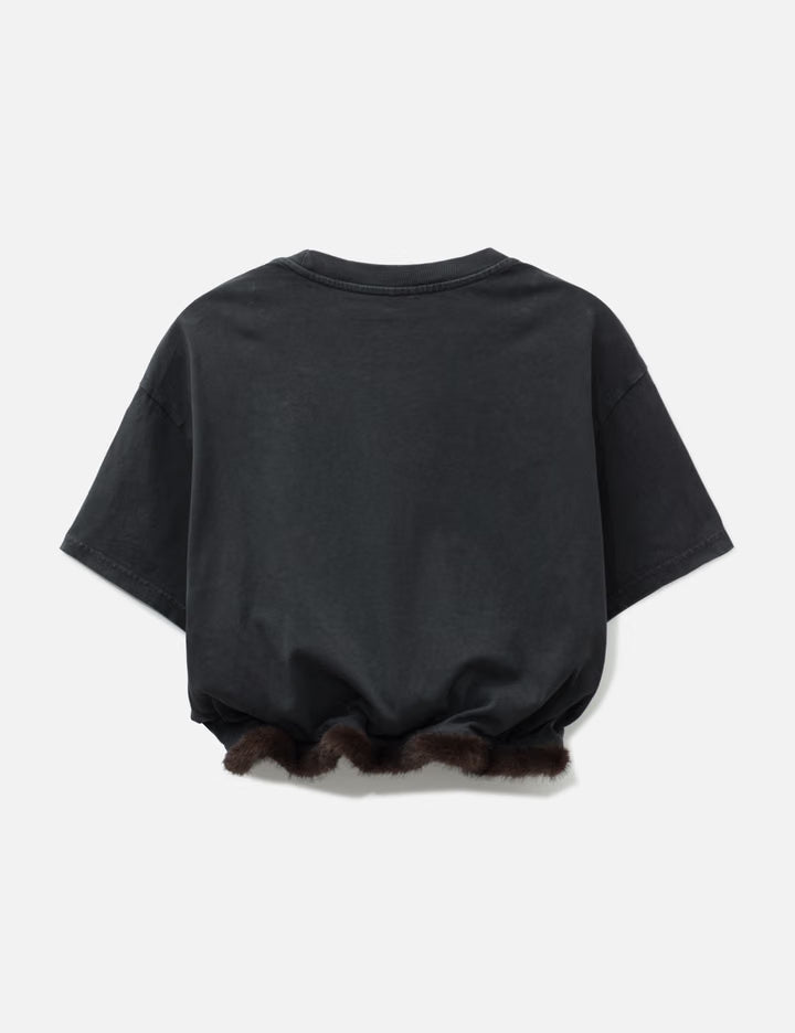 Faux Fur Trim T-Shirt