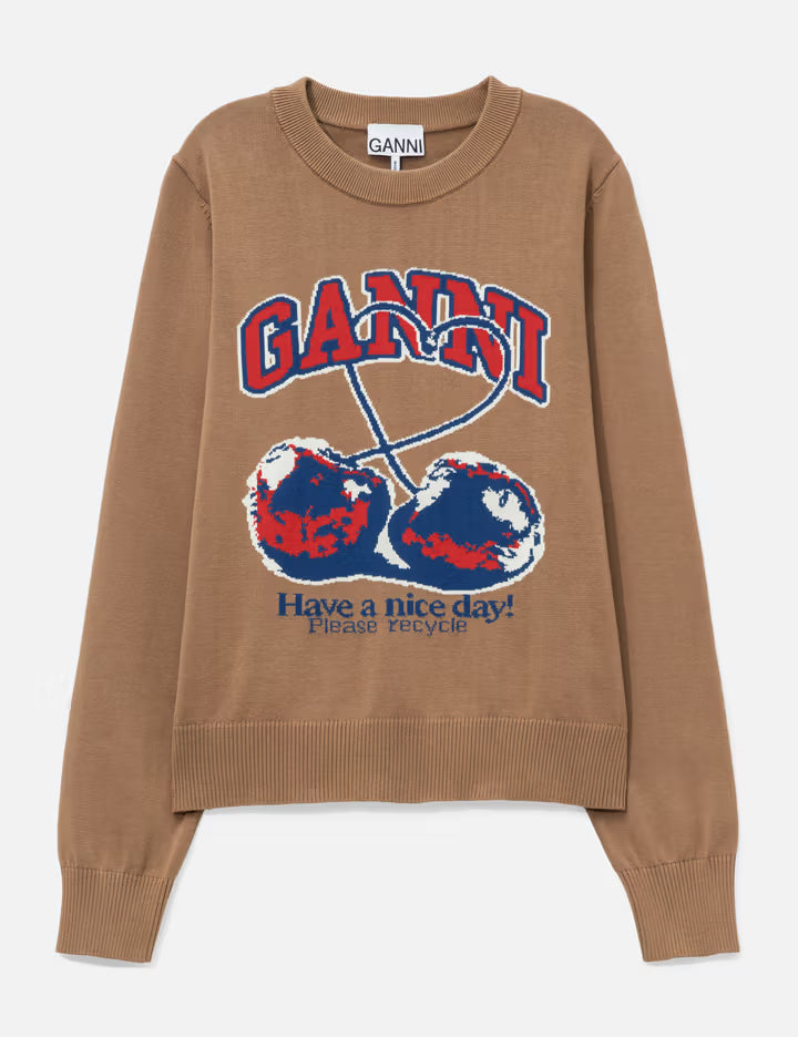 Fine Cotton Graphic Sweater Cherry