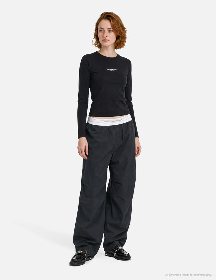 Fitted Long Sleeves T-Shirt With Logo Print