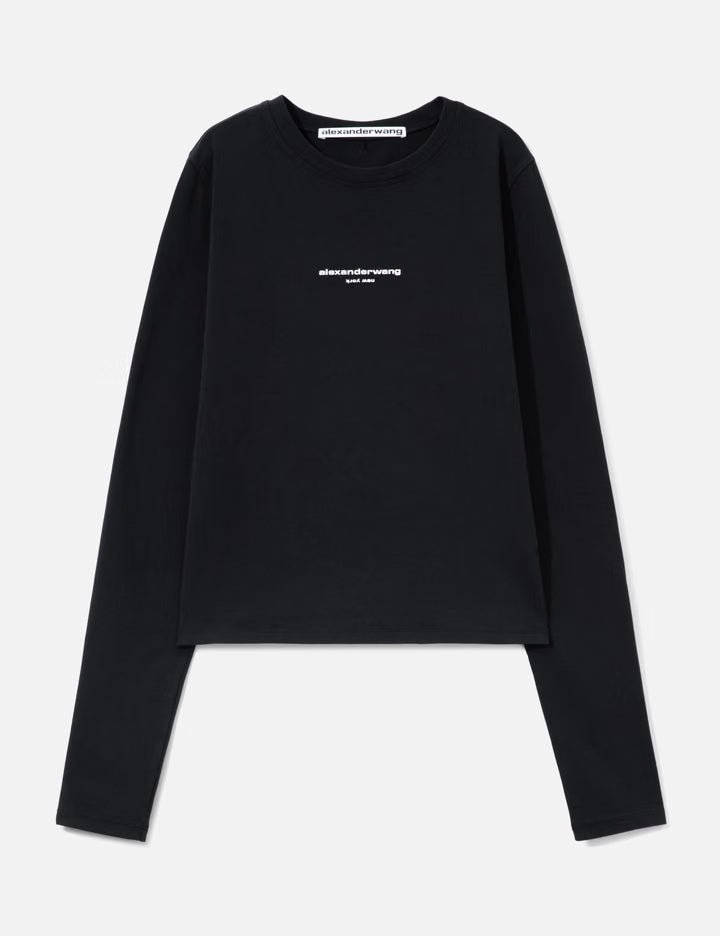 Fitted Long Sleeves T-Shirt With Logo Print