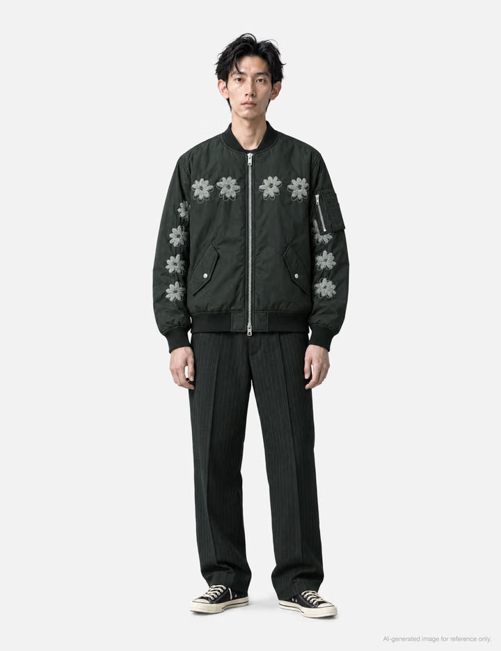 Flower Embroidery Flight Jacket