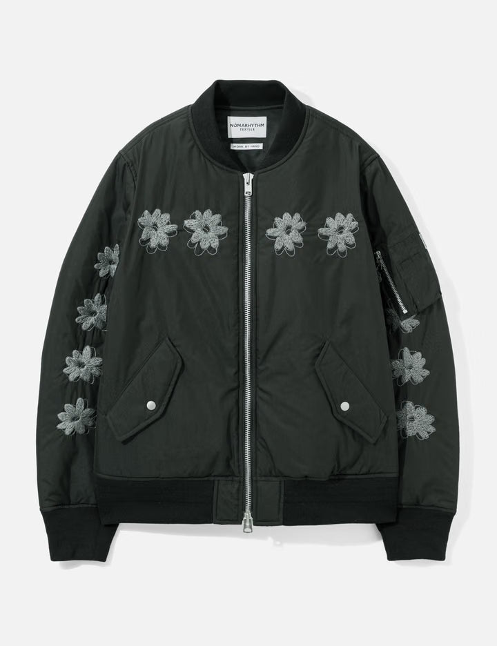Flower Embroidery Flight Jacket