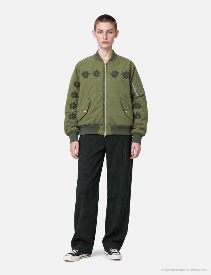 Flower Embroidery Flight Jacket
