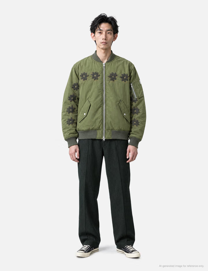 Flower Embroidery Flight Jacket