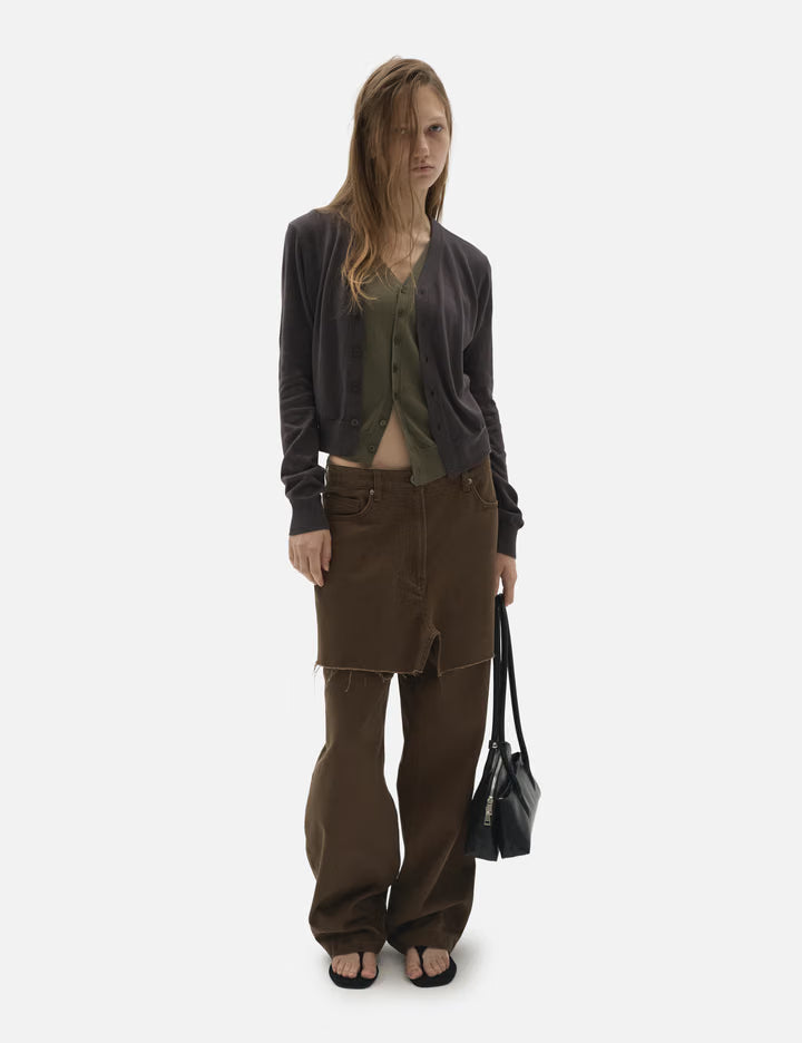 Frayed Panel Wide Pants