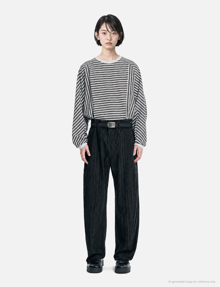 Fringed Stripe Curved Pants