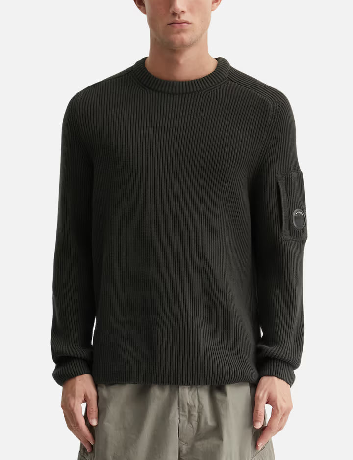 Full Rib Cotton Crewneck Lens Sweater
