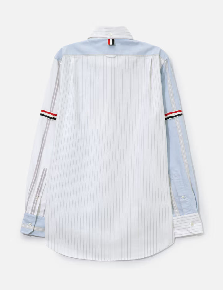 Funmix Shirt With Grosgrain Armbands In Pinstripe Oxford