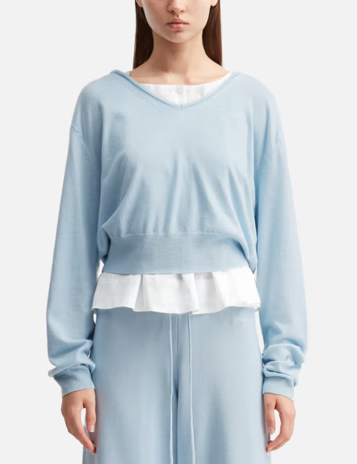 G Hug V-Neck Knit Hoodie