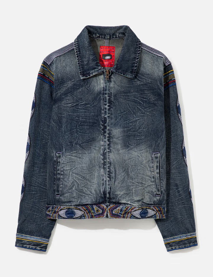 Gemstone Eye Embroidery Jean Jacket