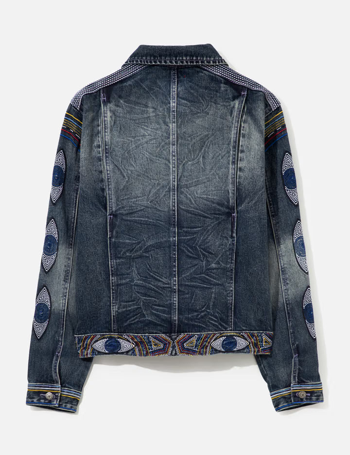 Gemstone Eye Embroidery Jean Jacket