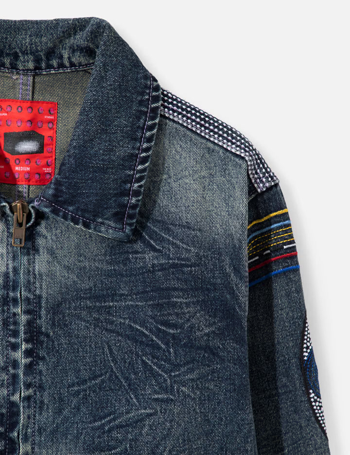 Gemstone Eye Embroidery Jean Jacket