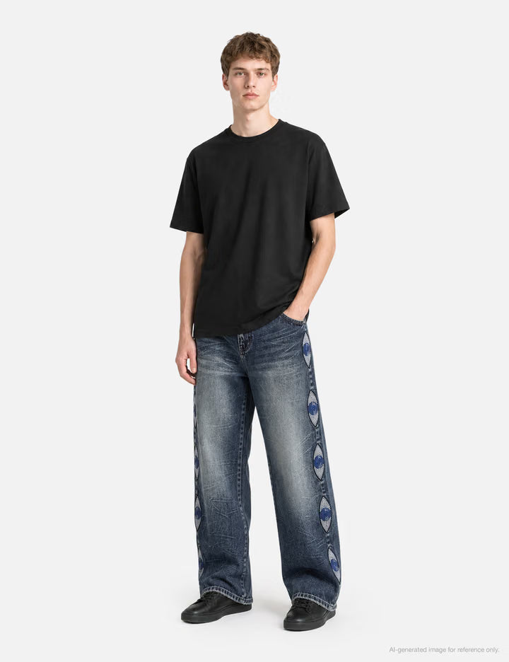 Gemstone Eye Embroidery Jean