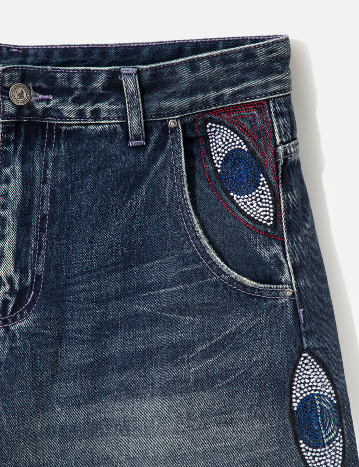Gemstone Eye Embroidery Jean