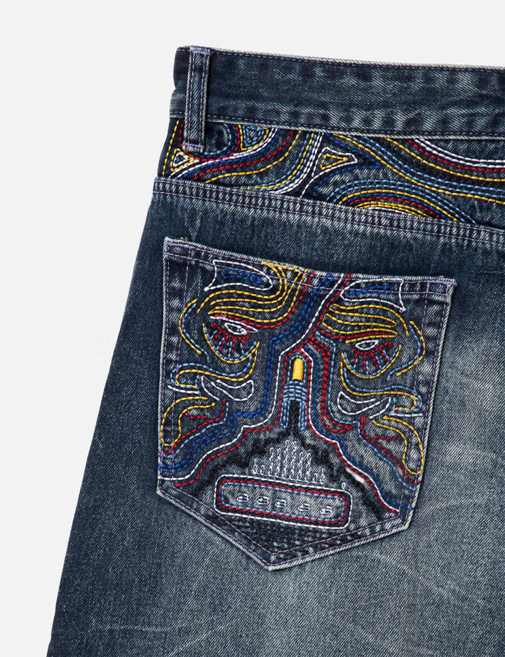 Gemstone Eye Embroidery Jean