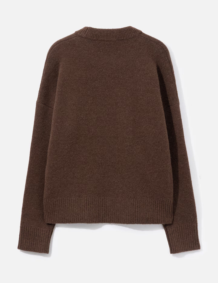 Grey Crewneck Alpaca Sweater With Ami De Coeur