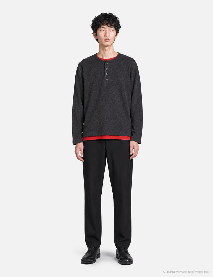 Hairy Henley Neck Layered T-Shirt