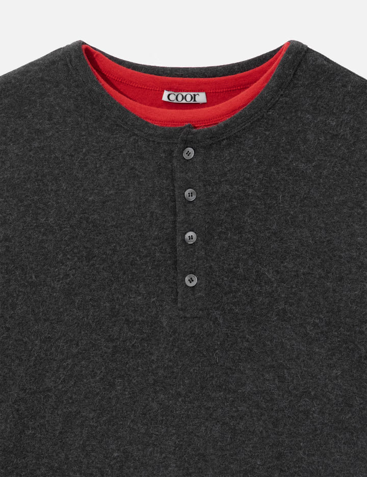 Hairy Henley Neck Layered T-Shirt