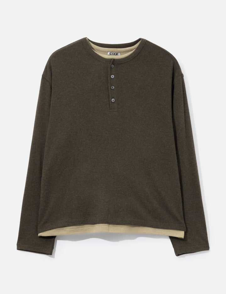 Hairy Henley Neck Layered T-Shirt