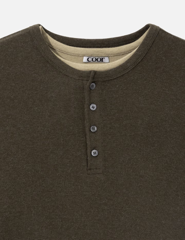 Hairy Henley Neck Layered T-Shirt