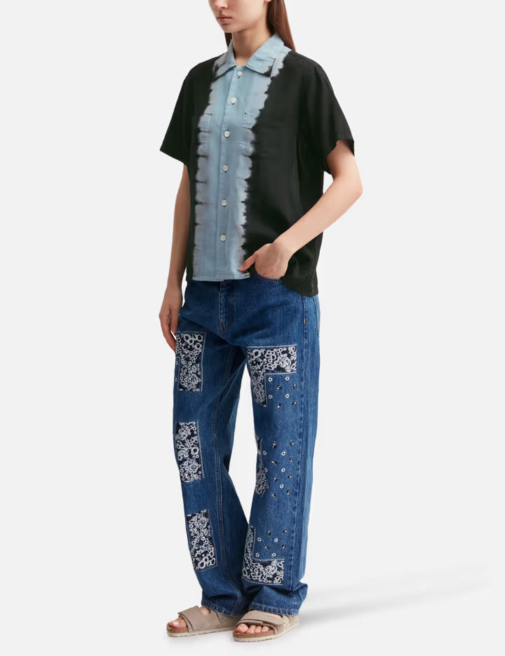 Hand Dye Open Collar Ss Shirt