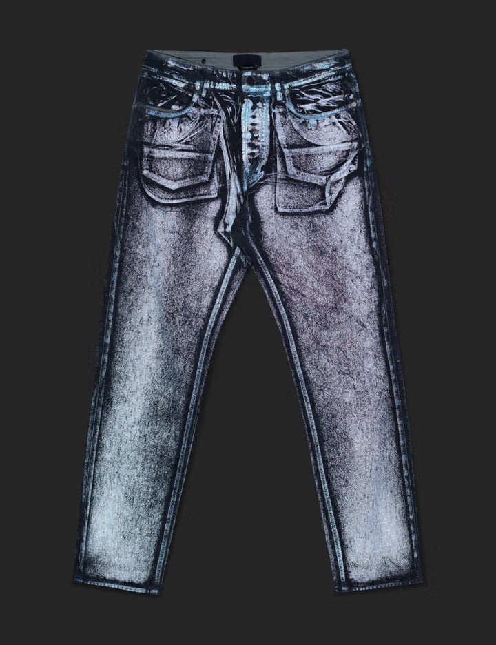 Hand Sprayed Reflective Straight Denim Jeans