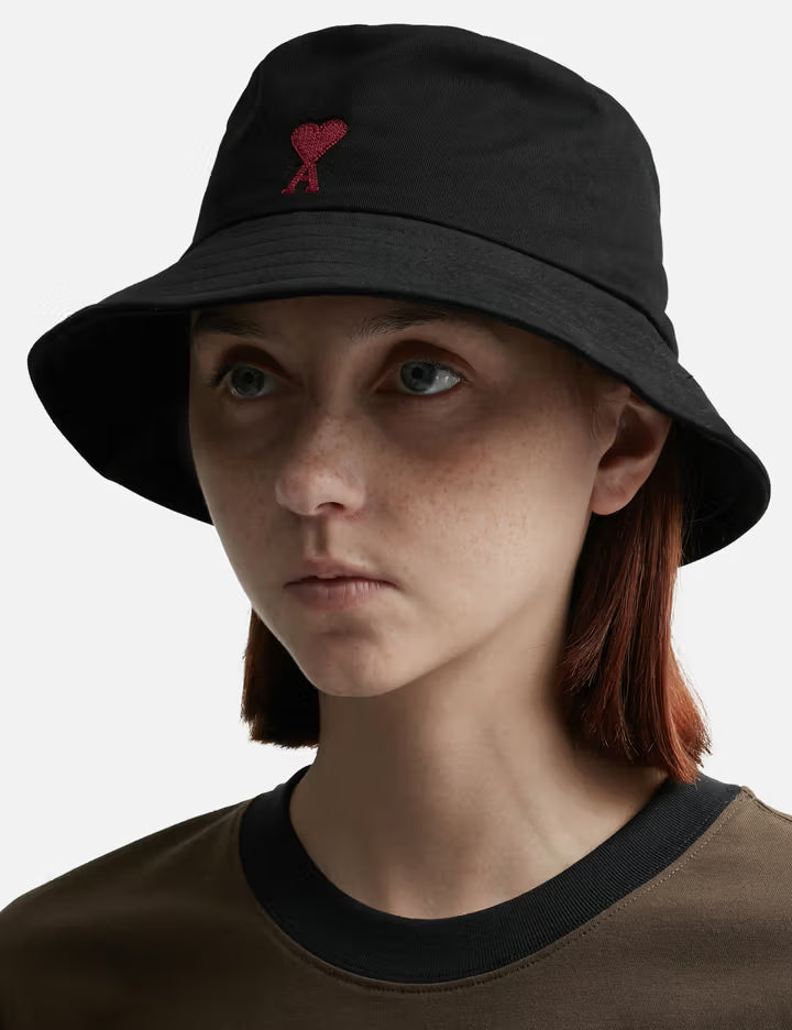 Red Ami De Coeur Embroidery Bucket Hat