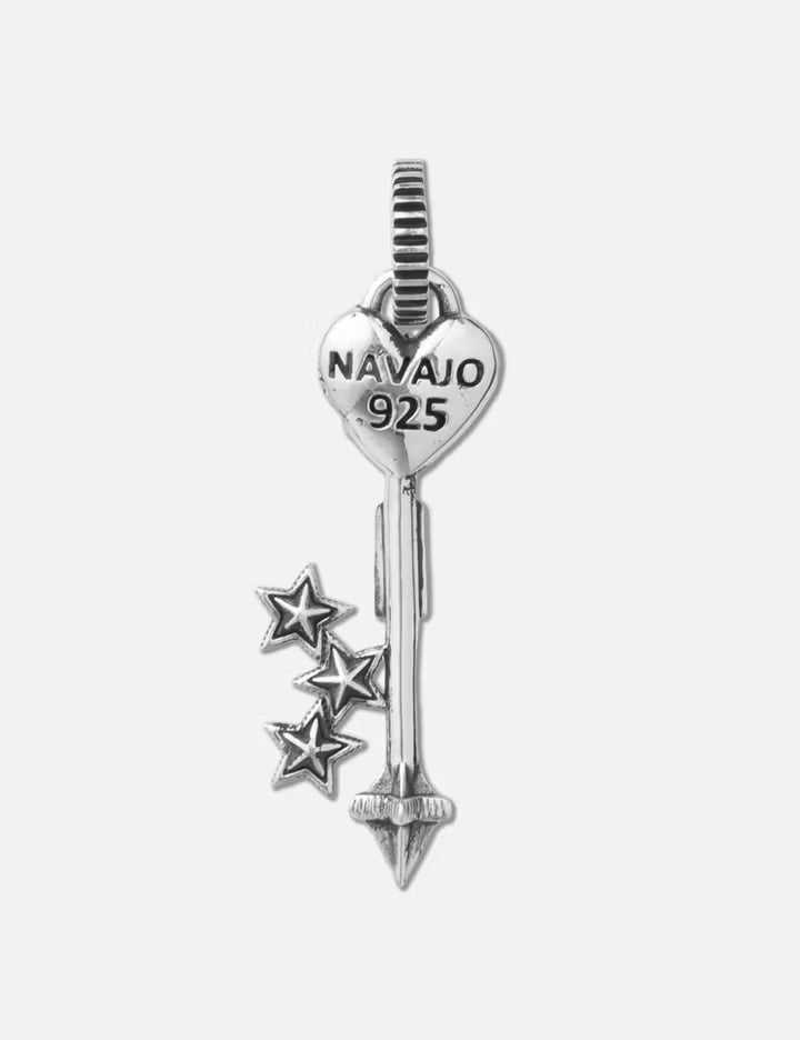 Heart W / Center Hollow Star Key Pendant