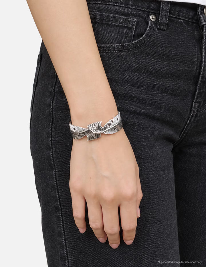 Heavy CS Navajo Sheriff Star Arrow Feather Cuff - Starry