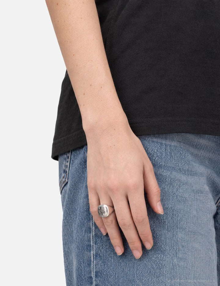 Heavy Cushion Hammered Signet Ring