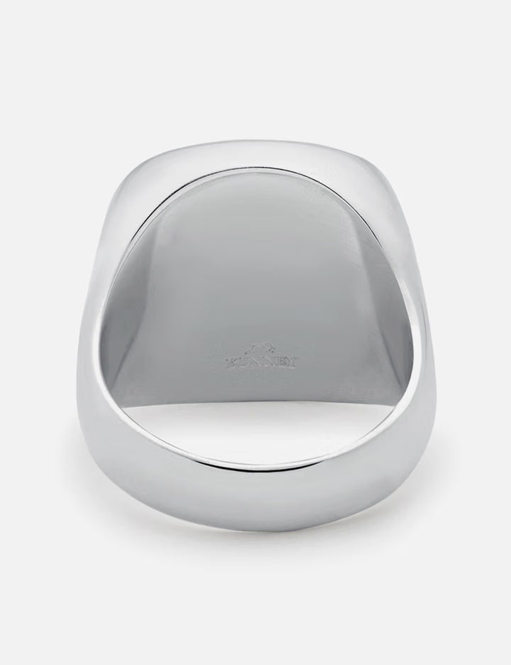 Heavy Cushion Hammered Signet Ring