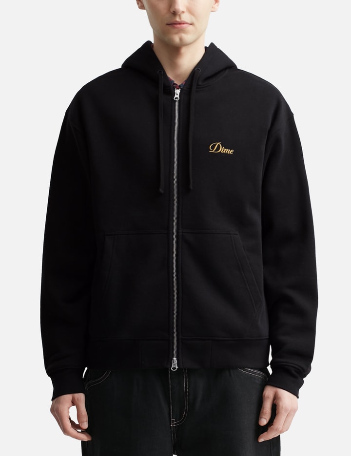 Cursive Small Logo Zip-Hoodie