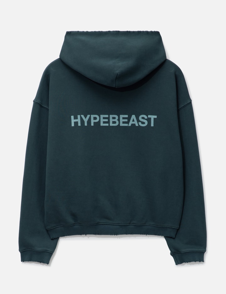 GARMENT DYED LOGO ZIP-UP HOODIE