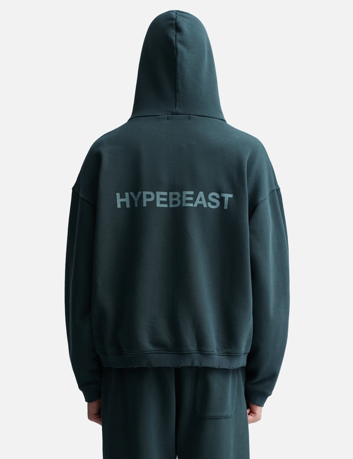 GARMENT DYED LOGO ZIP-UP HOODIE