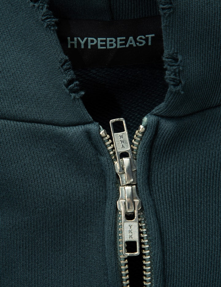 GARMENT DYED LOGO ZIP-UP HOODIE