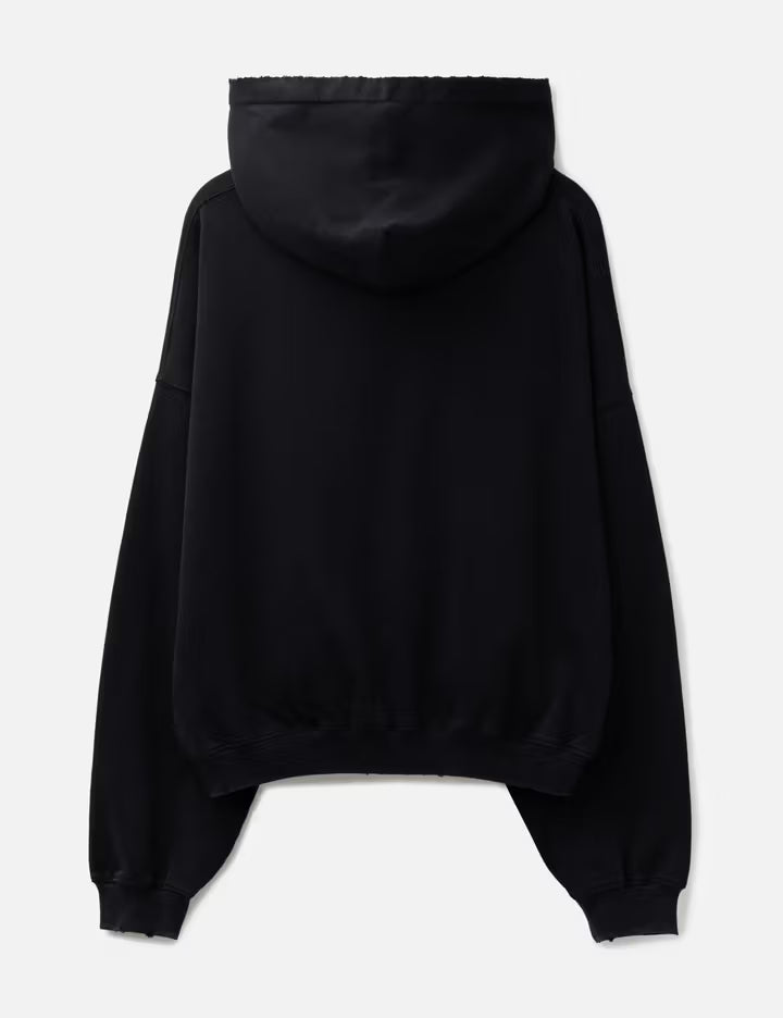 "Soloman" Embroidered Hoodie In Washed Black