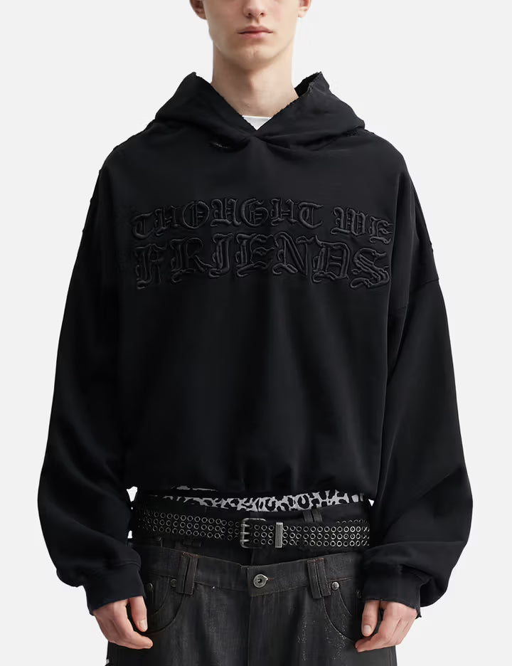 "Soloman" Embroidered Hoodie In Washed Black