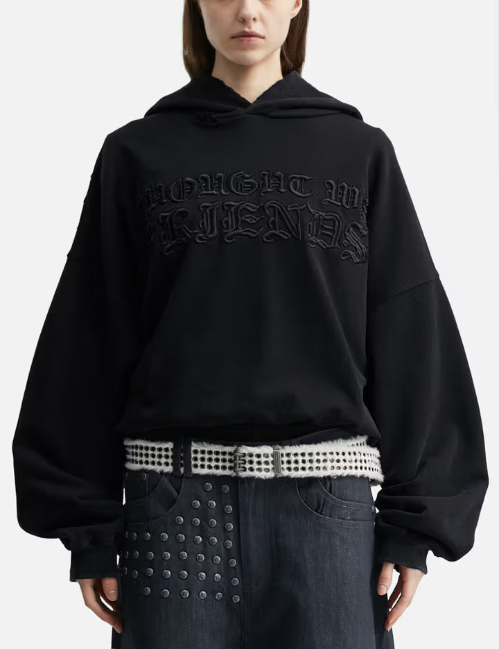 "Soloman" Embroidered Hoodie In Washed Black