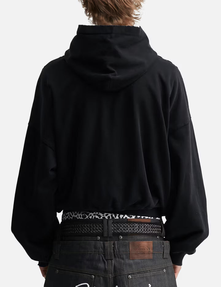 "Soloman" Embroidered Hoodie In Washed Black