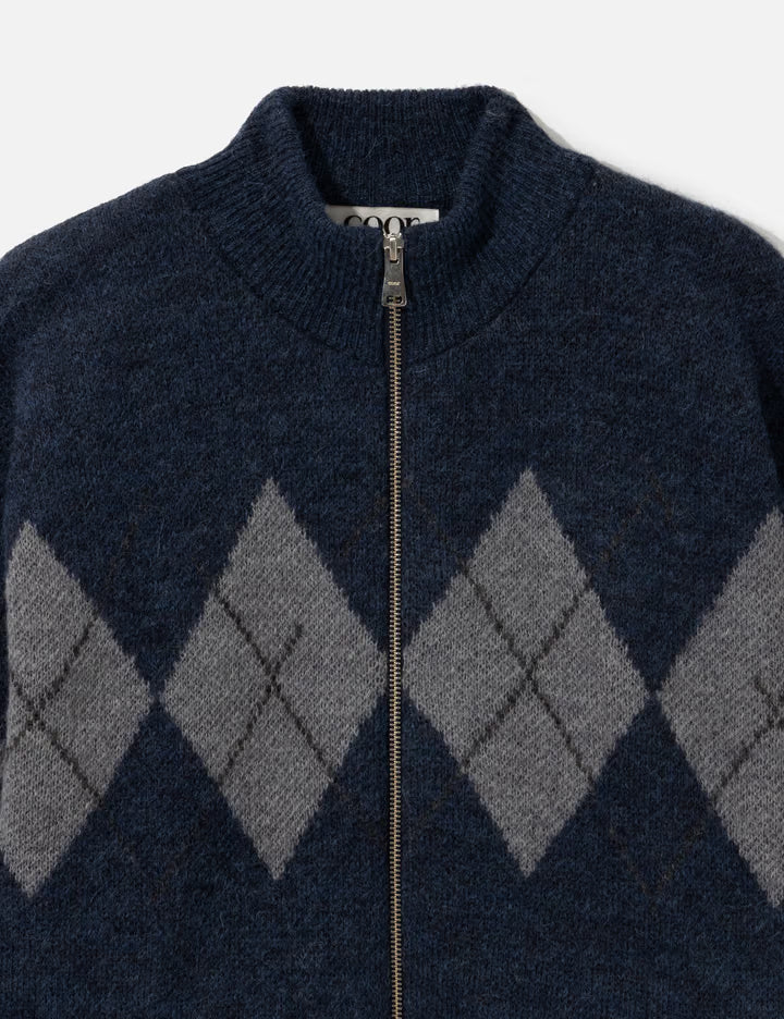 Inside Out Argyle Zip-Up