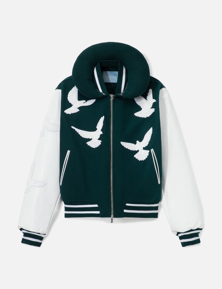 Flying Dove Pillow Neck Varsity Jacket