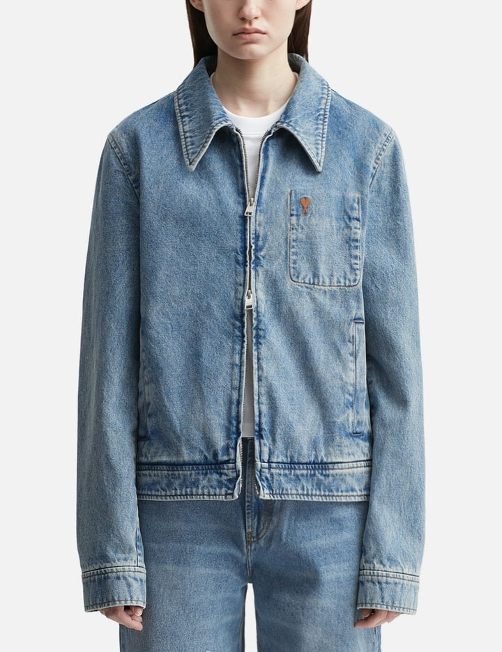 Contrasted Ami de Coeur Zipped Jacket