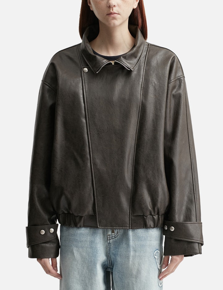 Faux Leather Bomber Jacket
