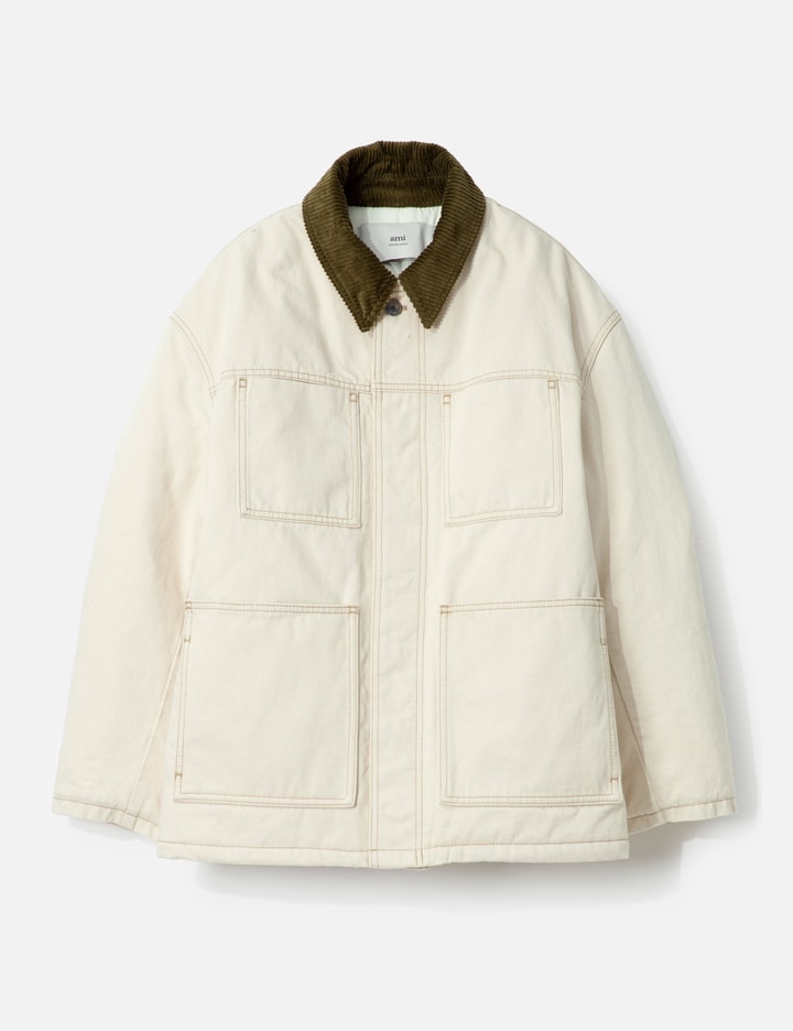 White Cotton Padded Worker Jacket