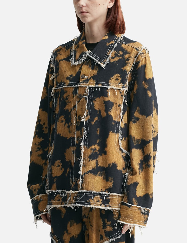 Bleached Effect Raw Edge Denim Jacket