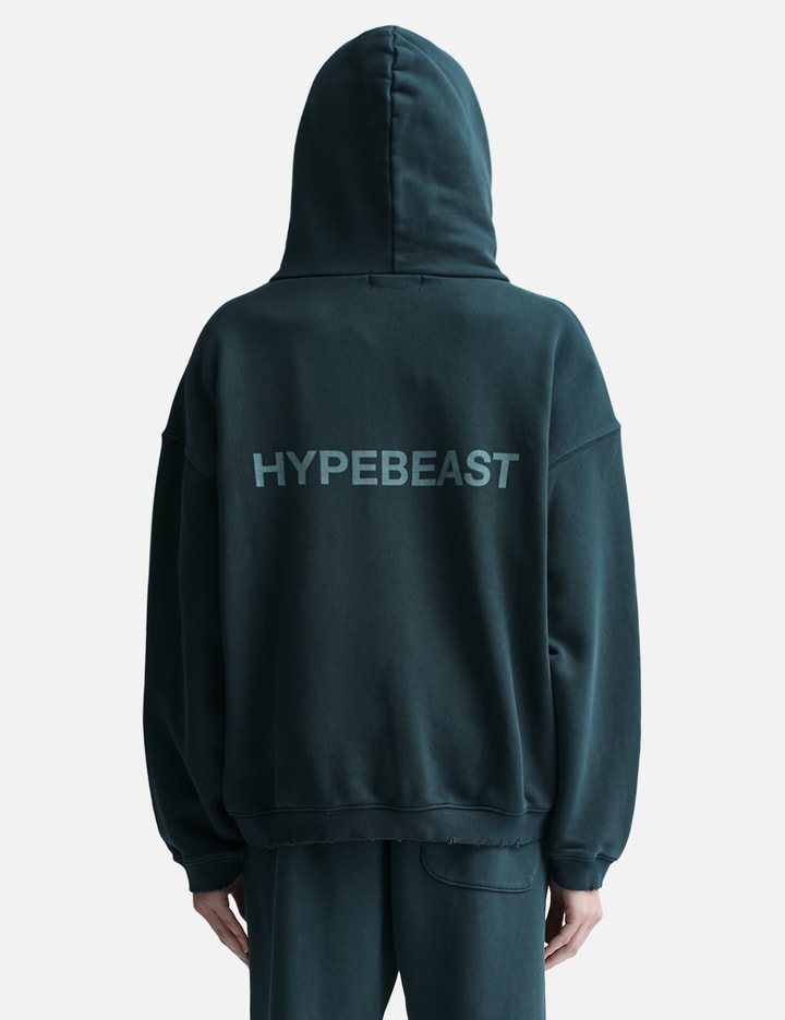 GARMENT DYED LOGO ZIP-UP HOODIE