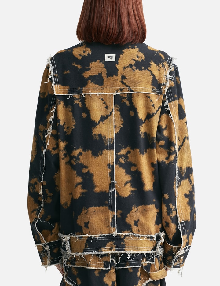 Bleached Effect Raw Edge Denim Jacket