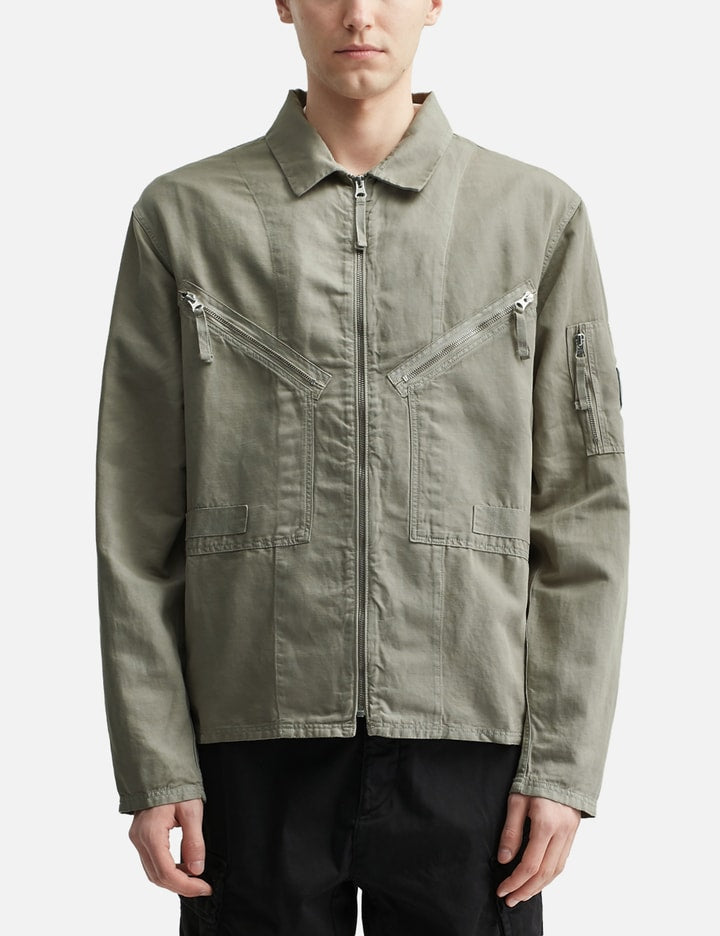 Cotton-Linen Blend Full Zip Overshirt