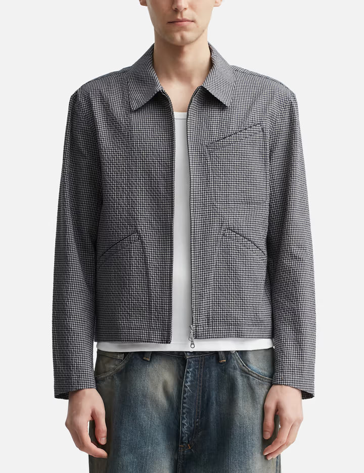 Micro Check Shirt Zip-Up